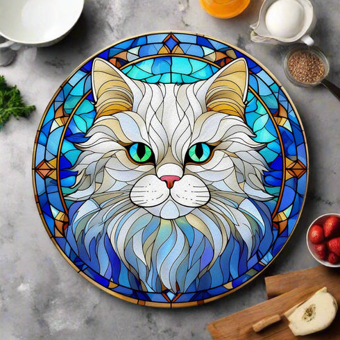 Cat Persian Glass Suncatcher Worktop Saver